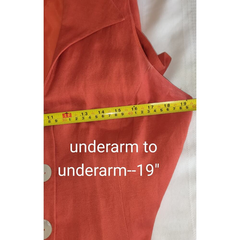 Coldwater Creek Orange Linen Blend Dress Sz 14 Mother Pearl Buttons Down FLAWS - Picture 14 of 16